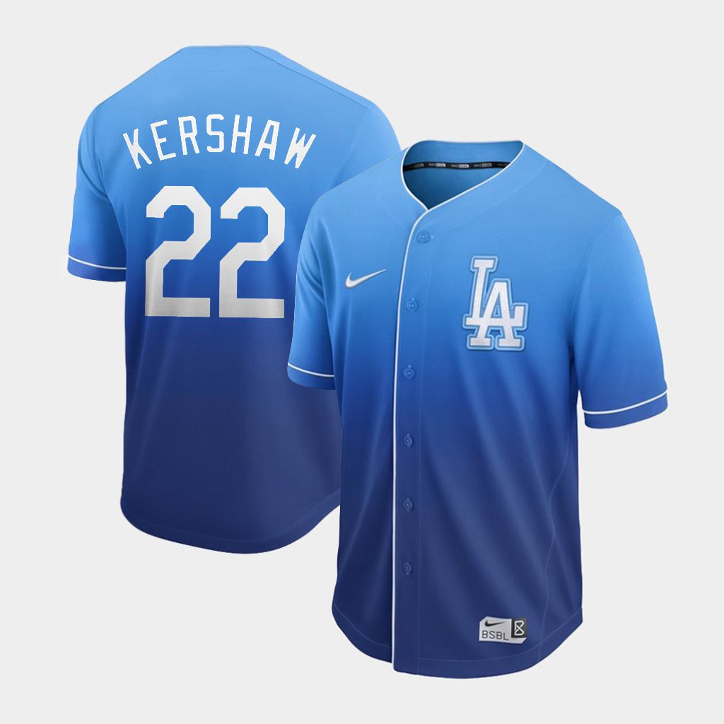 Men Los Angeles Dodgers #22 Kershaw Blue Nike Fade MLB Jersey->los angeles dodgers->MLB Jersey